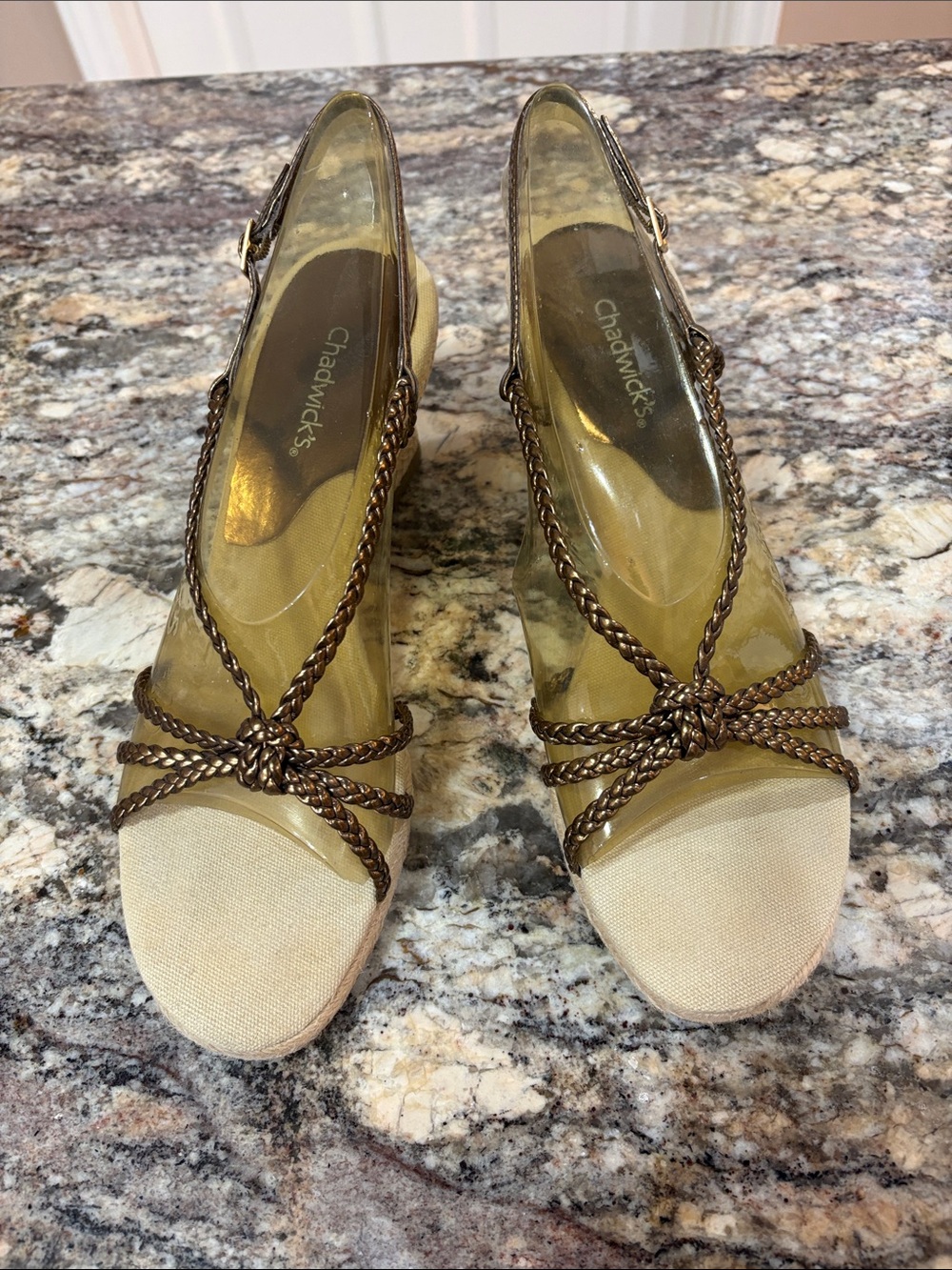 NWOT Chadwick’s Bronze Strappy Wedge Sandals